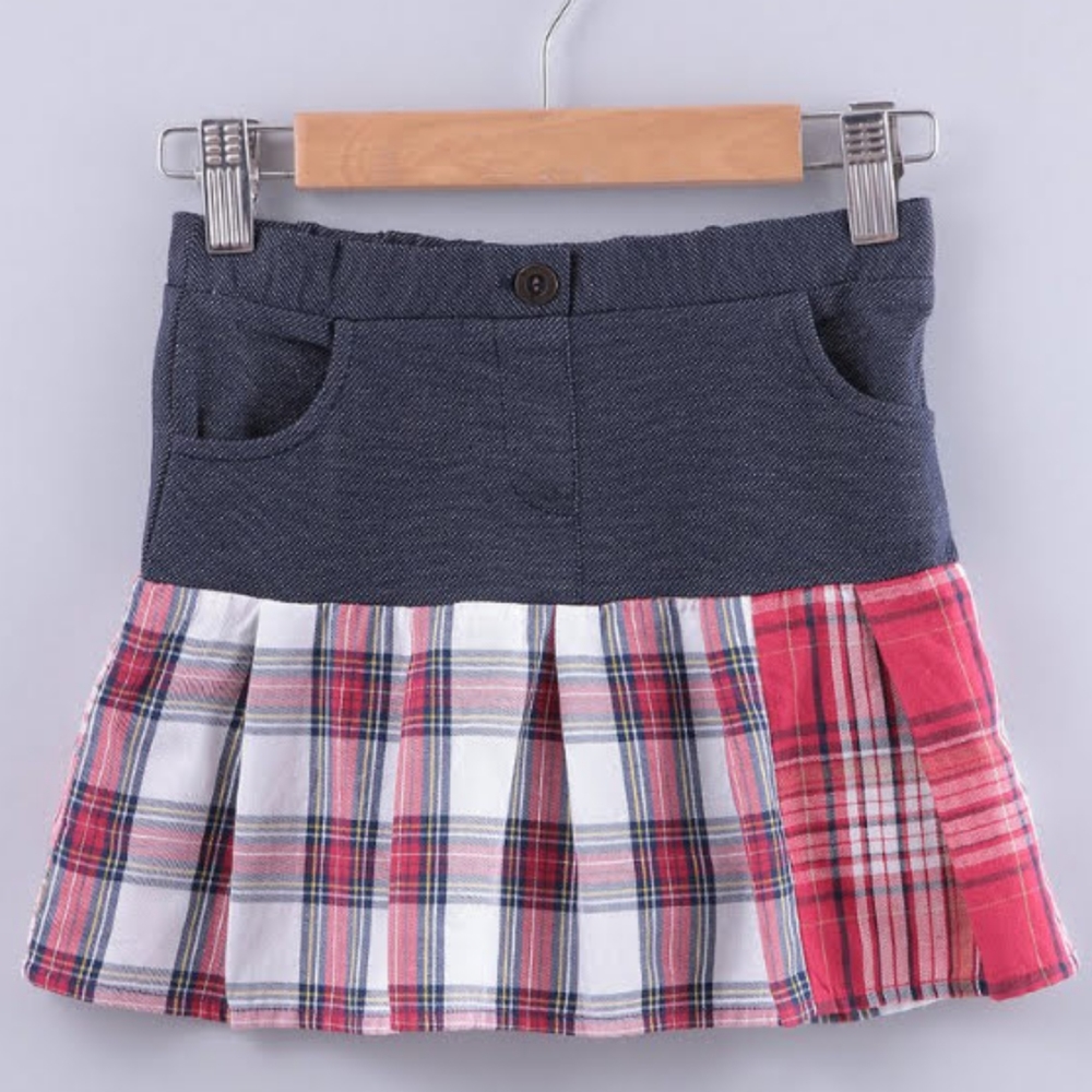 Beebay Baby Girl Plaid-Accent Pleated Skirt 9-12 months